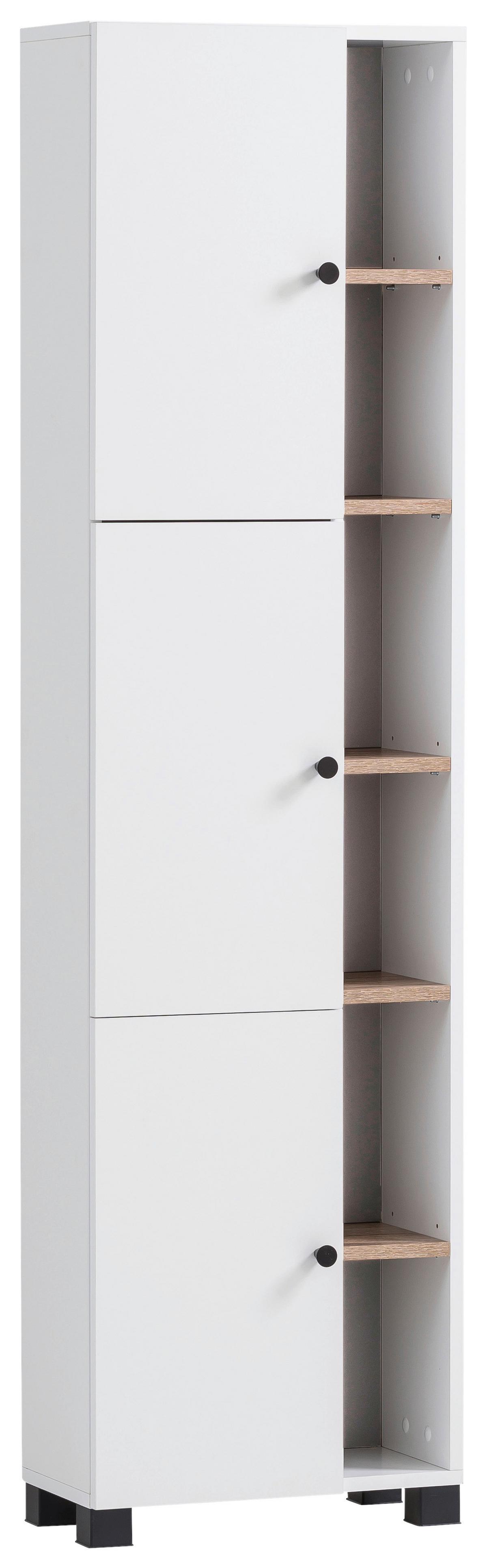 Hochschrank Balto Weiß - Schwarz/Weiß, MODERN, Holzwerkstoff/Kunststoff (45/168/23,4cm) - MID.YOU