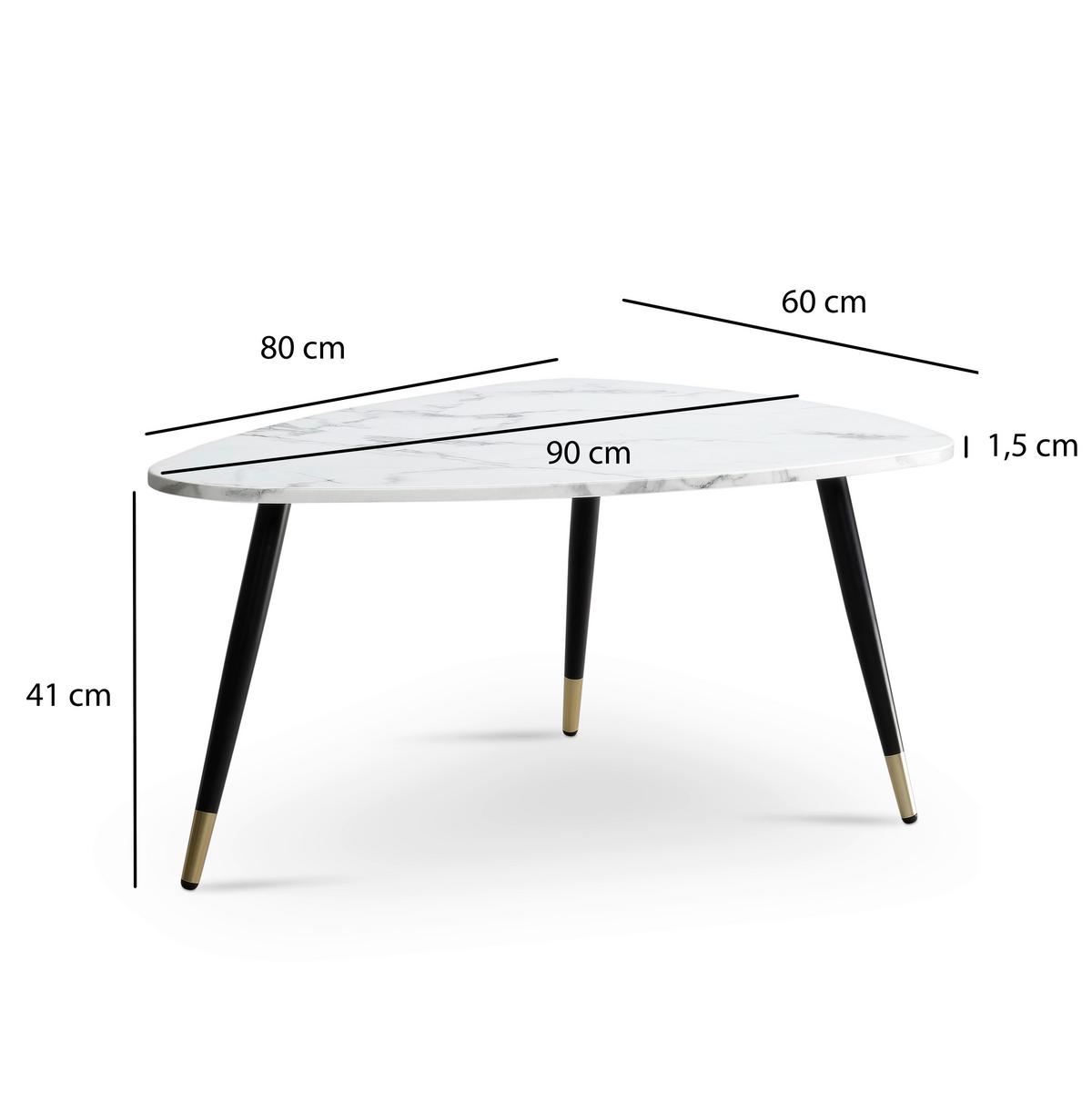 COUCHTISCH WL6.973 - Weiss/Goldfarben, Design, Holzwerkstoff/Metall (90/60/41cm) - MID.YOU