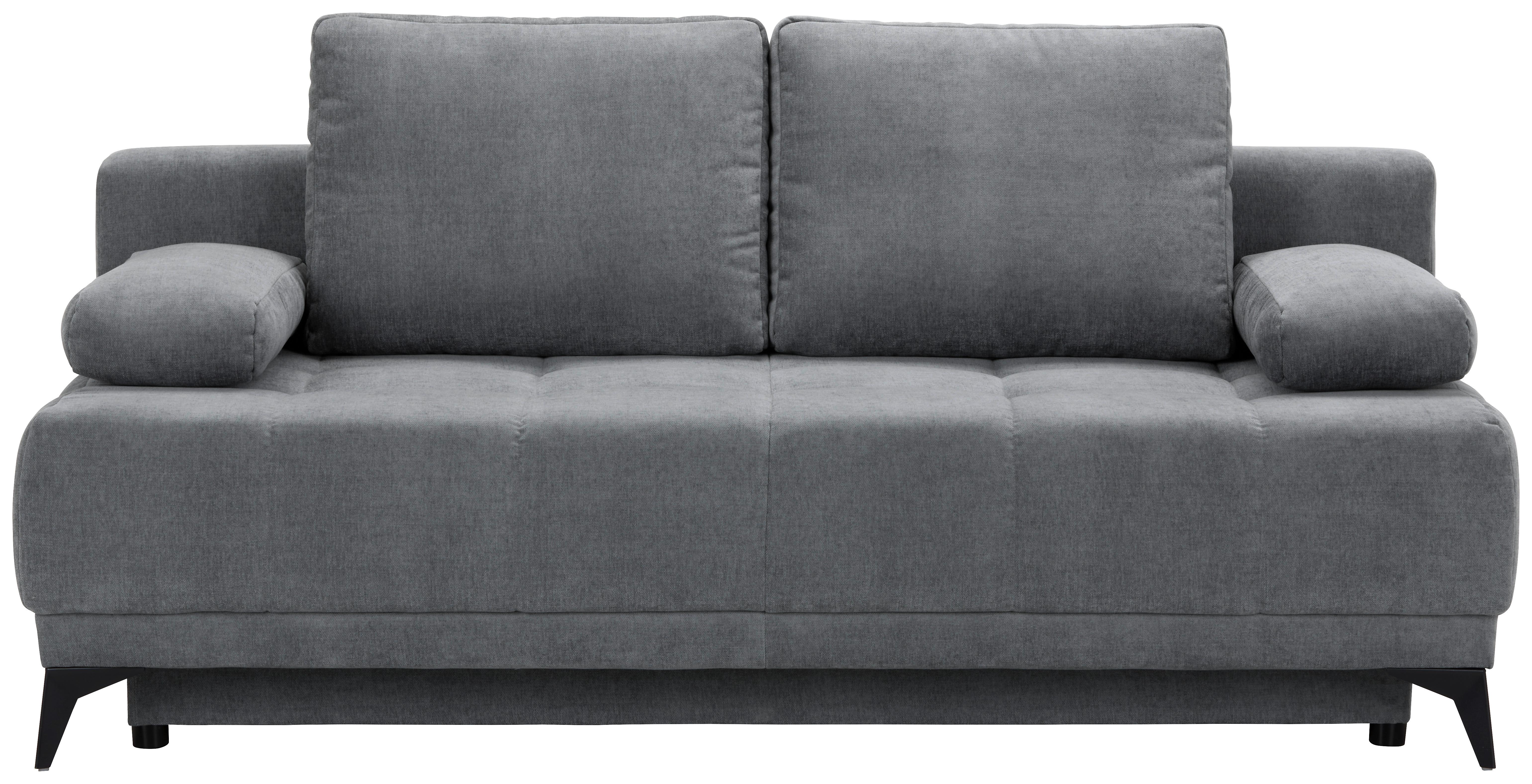 Schlafsofa in Hellgrau - Dunkelgrau/Schwarz, MODERN, Textil (195/77/100cm) - Based