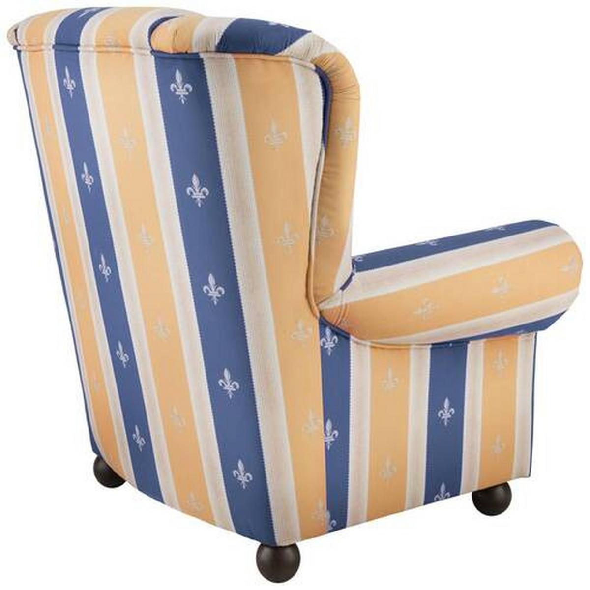 Ohrensessel Torello Blau Mikrofaser - Blau/Wengefarben, KONVENTIONELL, Holz/Textil (92/102/89cm) - Livetastic