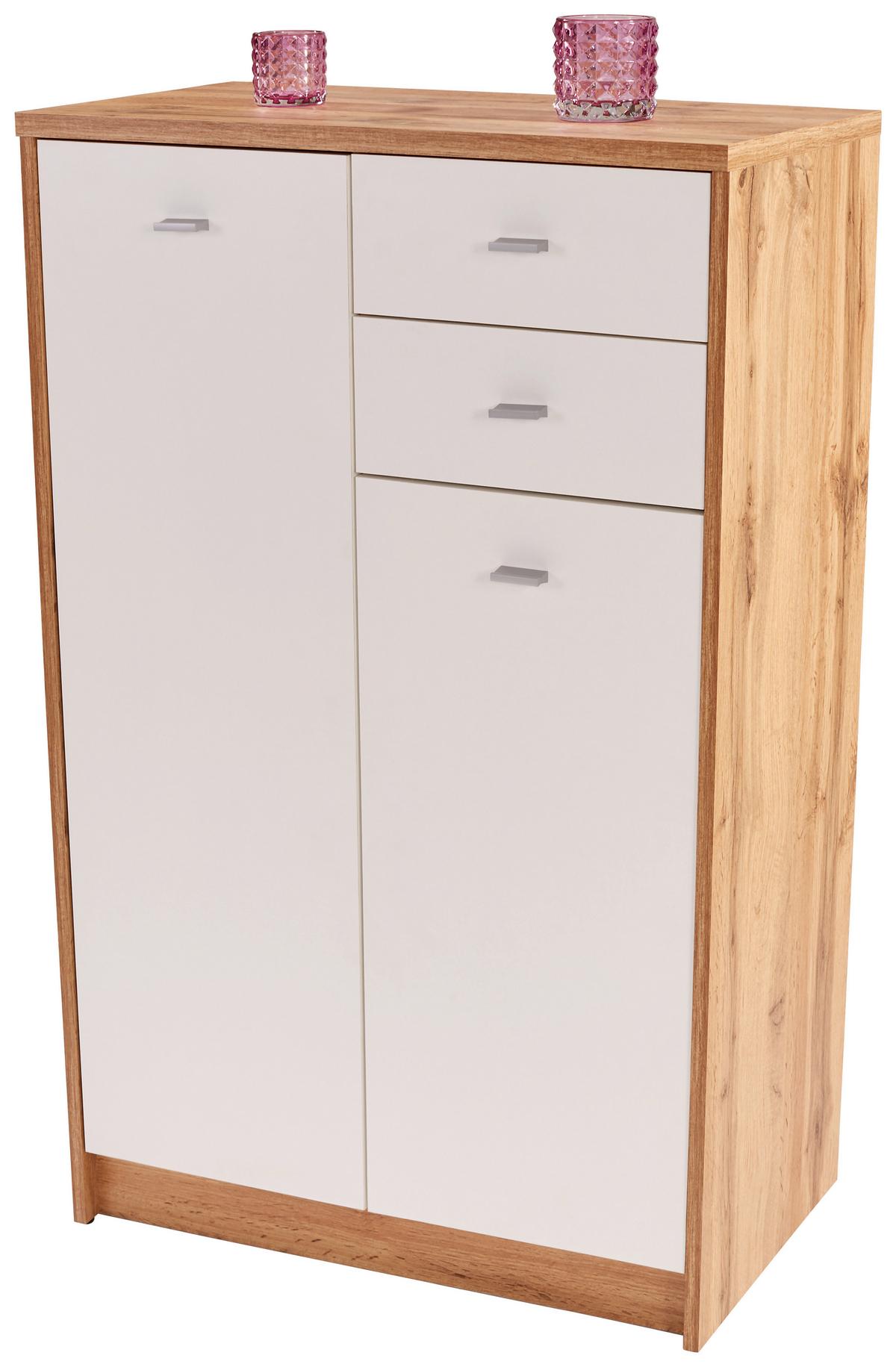 Komoda 4-you New, Bela, Barva Hrasta - barve kroma/črna, Moderno, umetna masa/leseni material (74/111,4/35cm) - Mömax