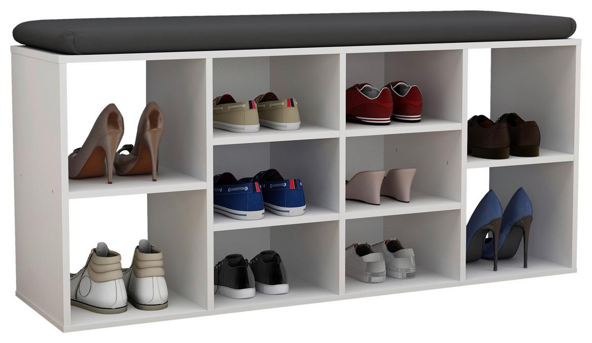 Schuhregal Hinsol - Weiss, Design, Holzwerkstoff (104/50/30cm) - MID.YOU