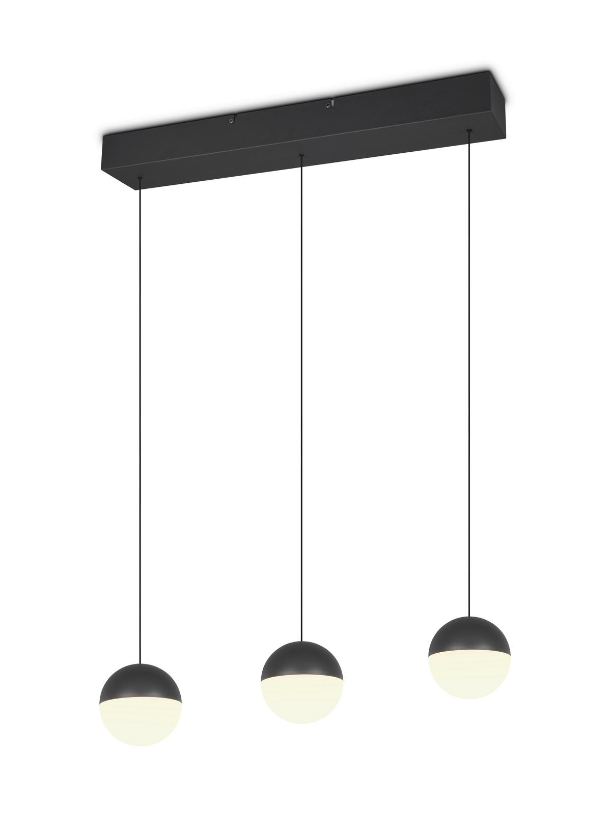 Led Függőlámpa Sestine 3 Égős - fekete, Modern, műanyag/fém (60/9/150cm) - Mömax