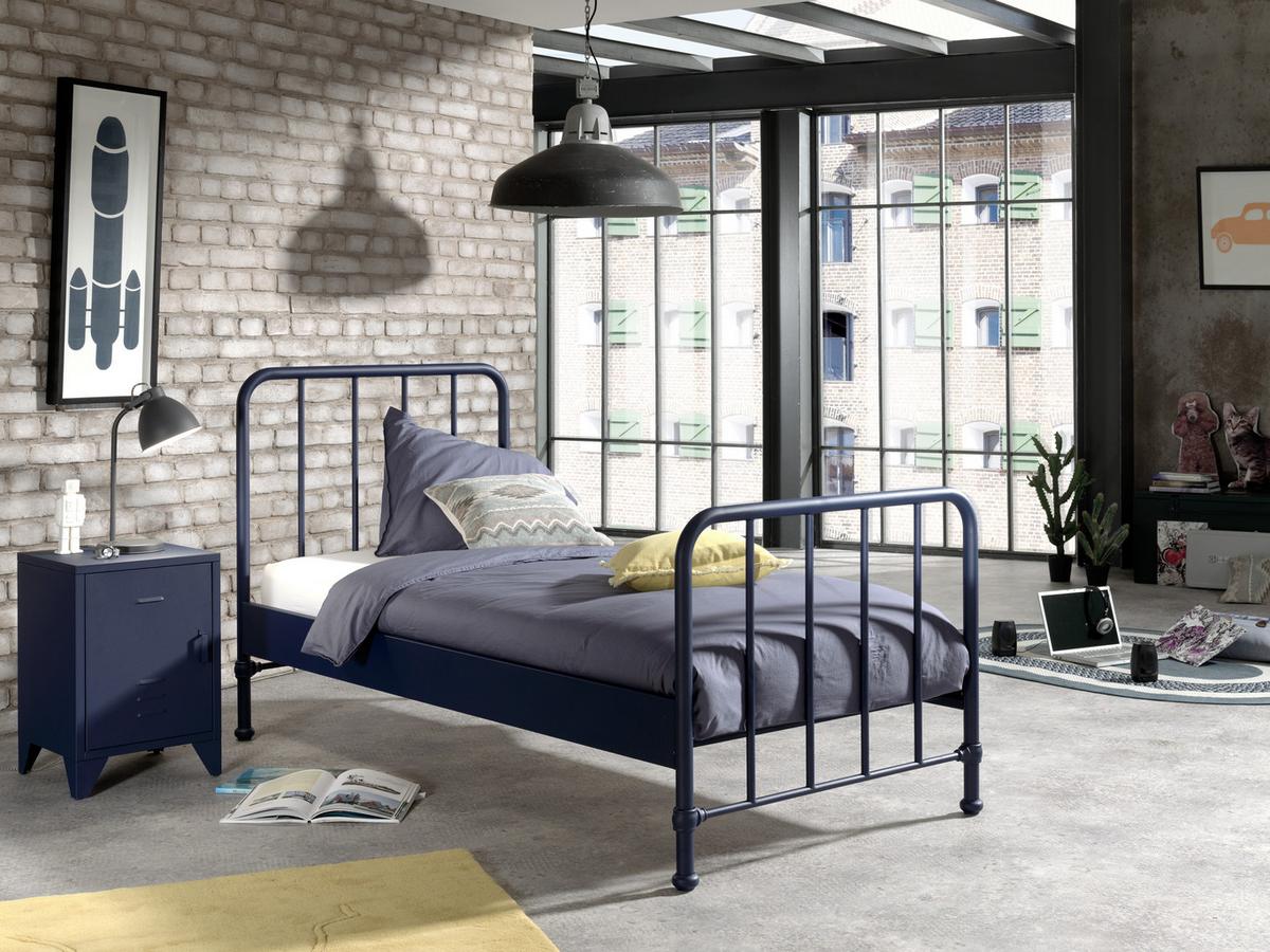 Kinder-/Juniorbett Bronxx ca. 90x200 cm Blau Matt - Blau, MODERN, Holz/Metall (90/200cm) - MID.YOU