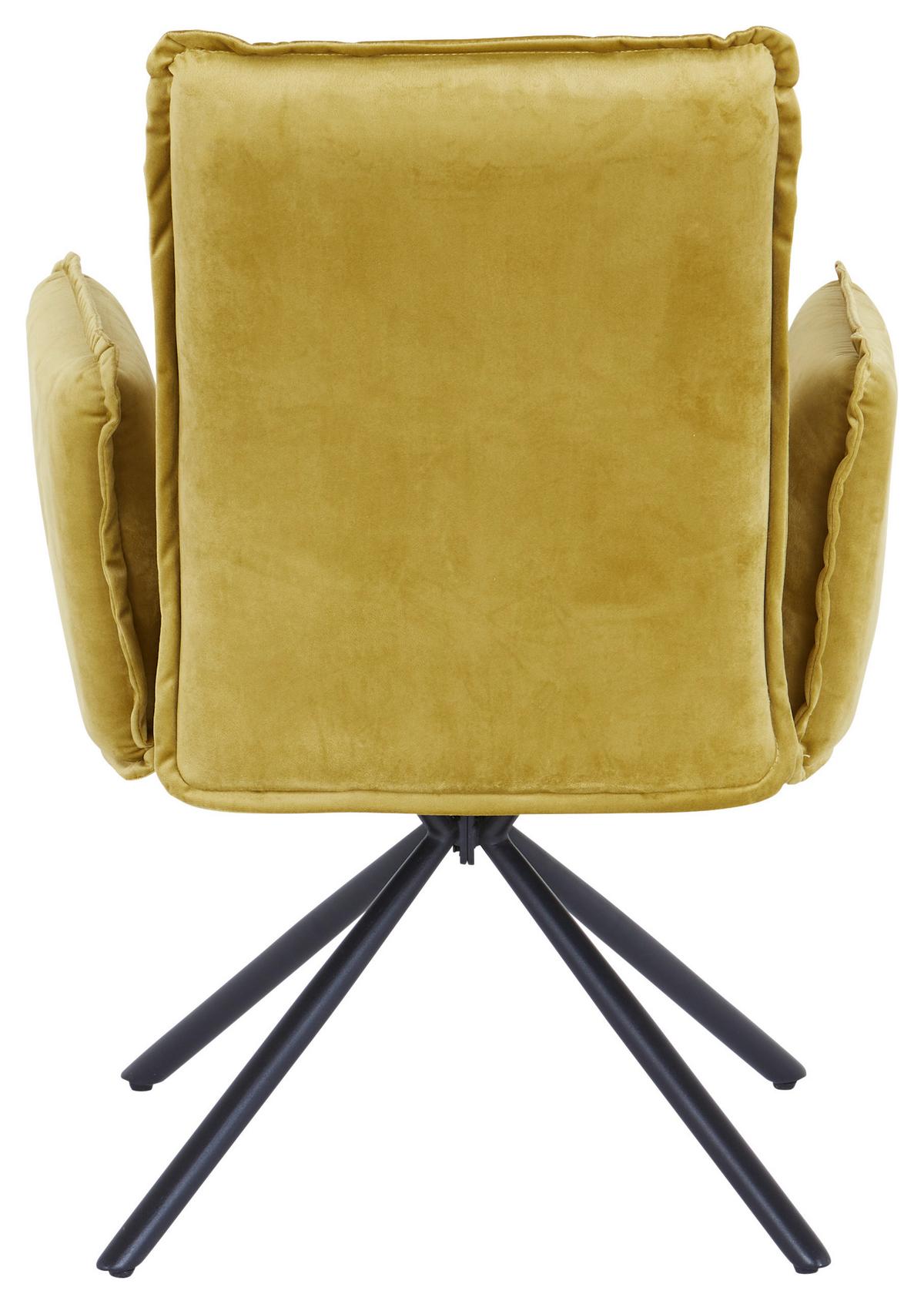 KRZESŁO Z PODŁOKIETNIKAMI MARYLA - czarny/żółty, Modern, metal/tkanina (63,5/88/66cm) - MID.YOU