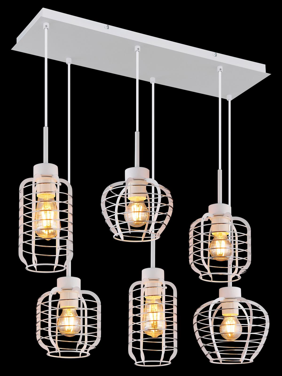 Viseća Svjetiljka Nesa - bijela/boje kroma, Basics, metal/plastika (77,5/33/120cm) - Globo