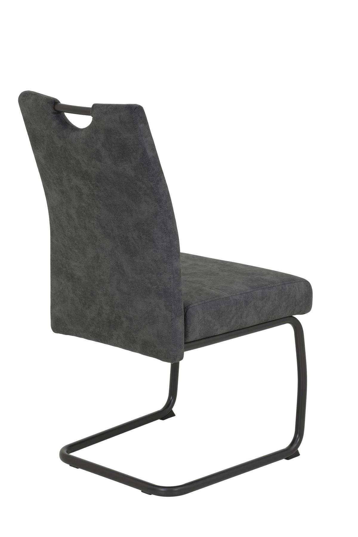 SCHWINGSTUHL-SET LAURINA I S 2ER-SET - Anthrazit/Grau, MODERN, Textil/Metall (50/97/63cm) - P & B