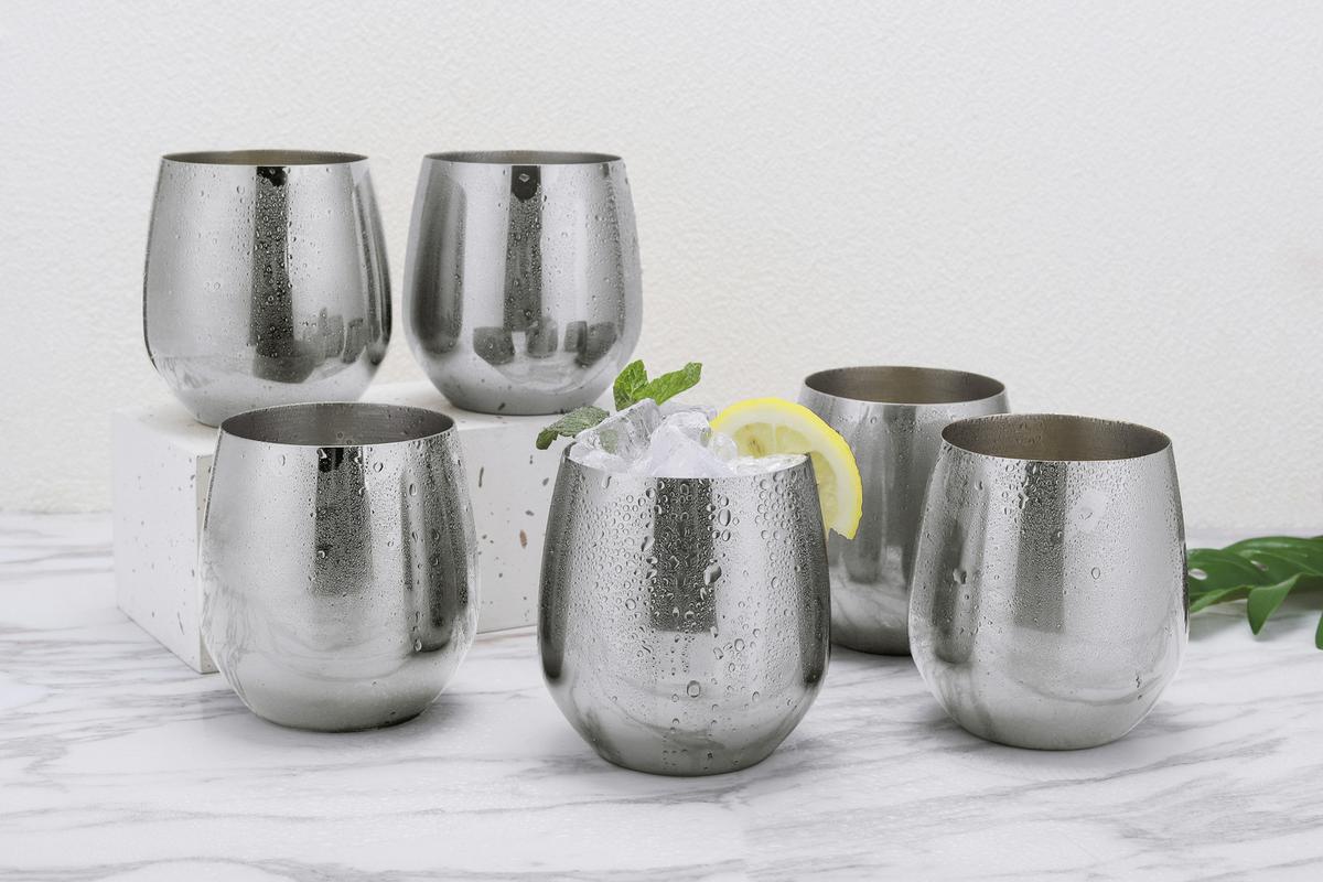 Set Kozarcev Water, 6-Delni - srebrne barve, Trend, kovina (9,6cm) - Echtwerk
