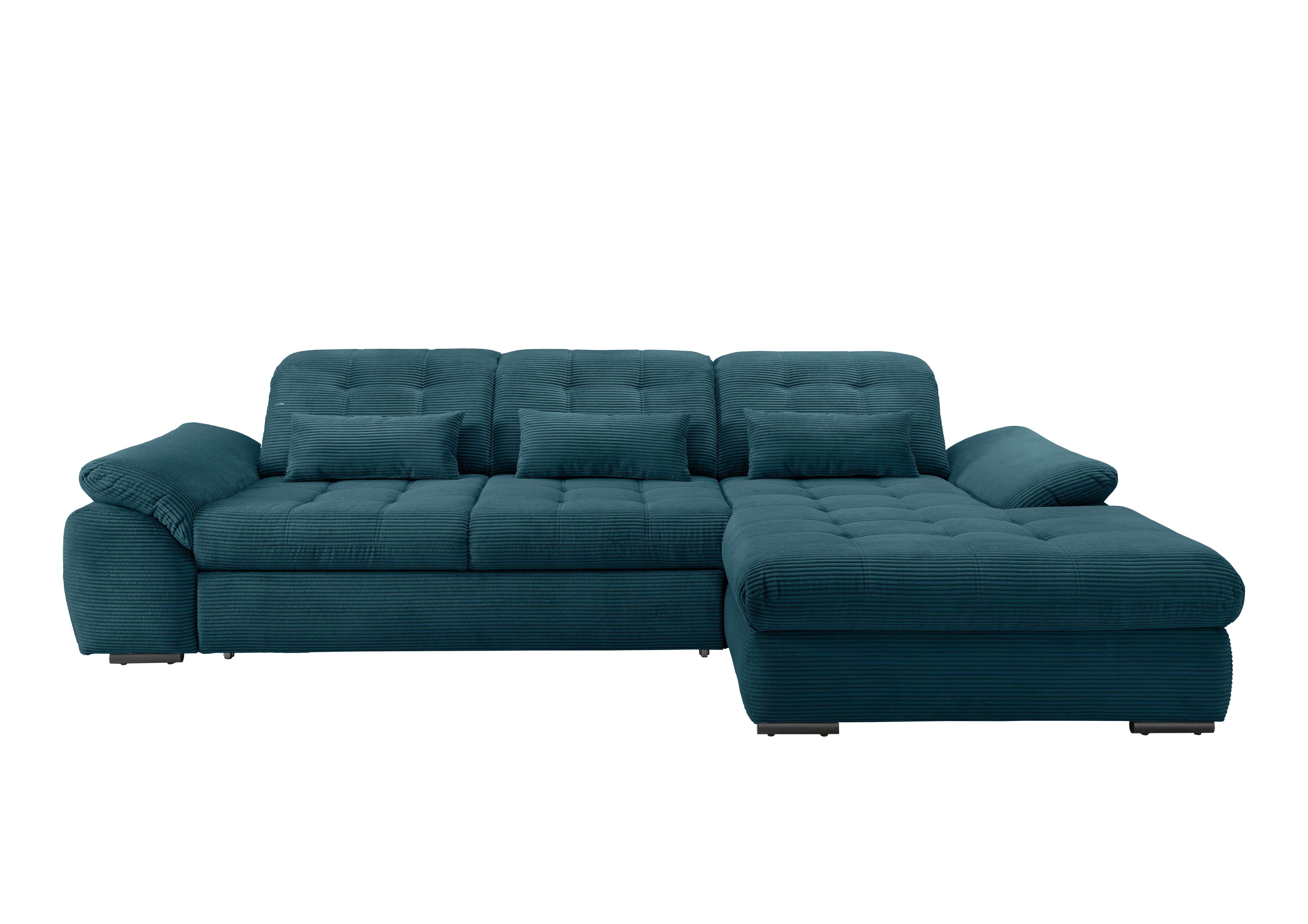 Ecksofa mit Bettkasten Rigatti ca. 314x184 cm Petrol - Petrol/Schwarz, MODERN, Textil/Metall (314/184cm) - Livetastic