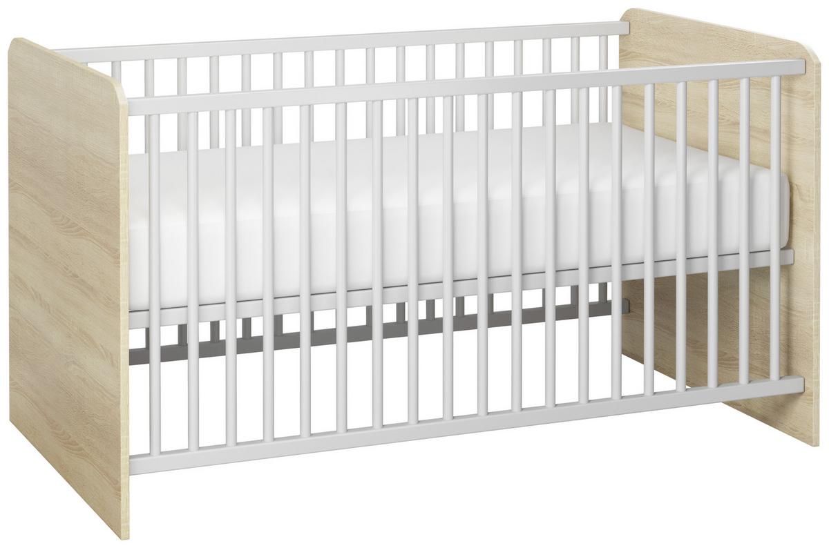 Otroška Posteljica Wiki Baby, Hrast, Bela, 70x140 - bela/hrast sonoma, Konvencionalno, leseni material (144/82/80cm) - MID.YOU