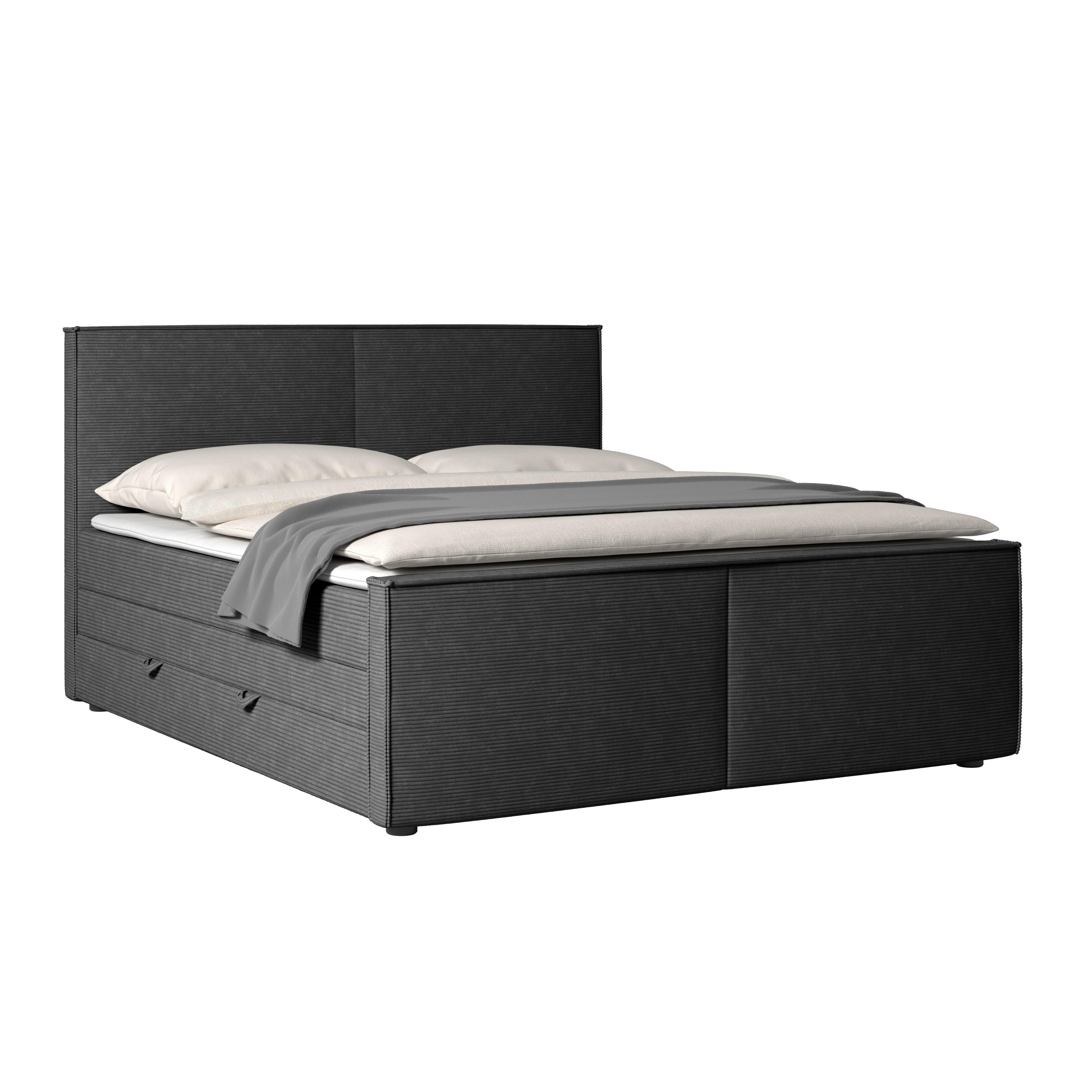 Boxspringbett Algier ca. 180x200 cm Schwarz - Schwarz, MODERN, Karton/Holz (180/200cm) - MID.YOU