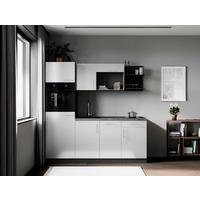 Küchenblock Oliver m. Geräten Weiß - Weiß/Grau, Trend, Holzwerkstoff/Metall (205cm) - Respekta