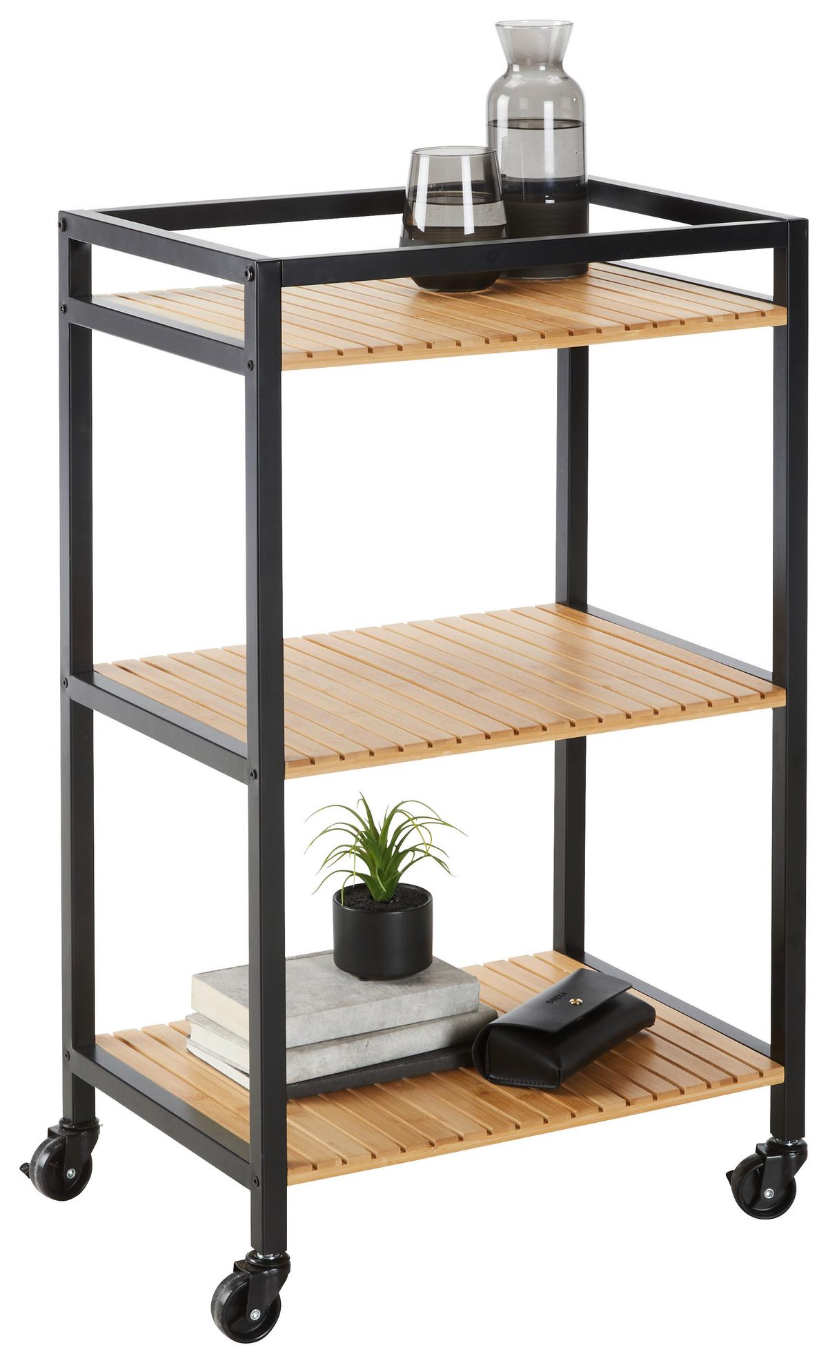 Allzweckwagen Azra II in Naturfarben/Schwarz - Schwarz/Naturfarben, MODERN, Naturmaterialien/Kunststoff (47/78/33cm) - Mömax