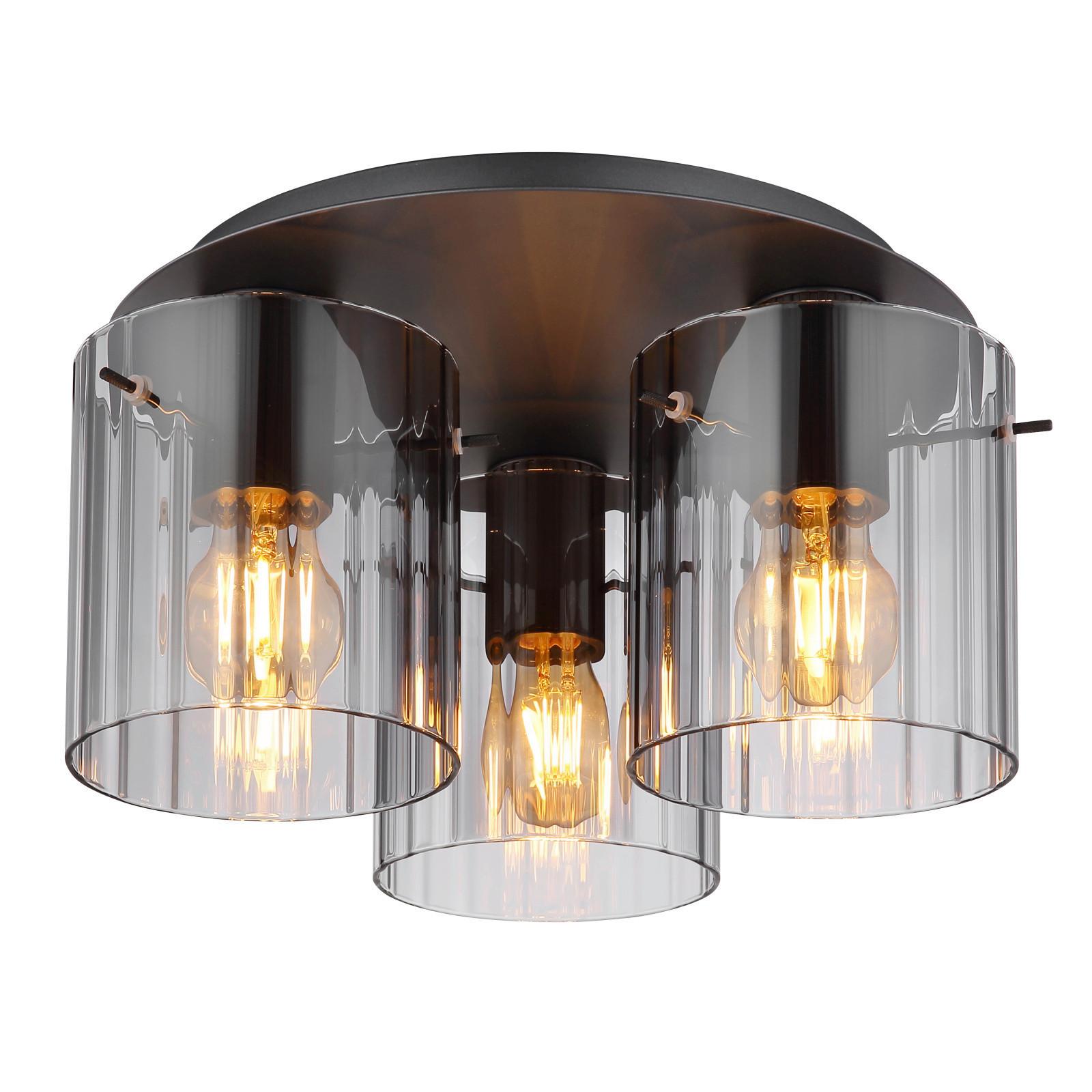 DECKENLEUCHTE 15904-3D - Dunkelgrau, Basics, Glas/Metall (37/20cm) - Globo