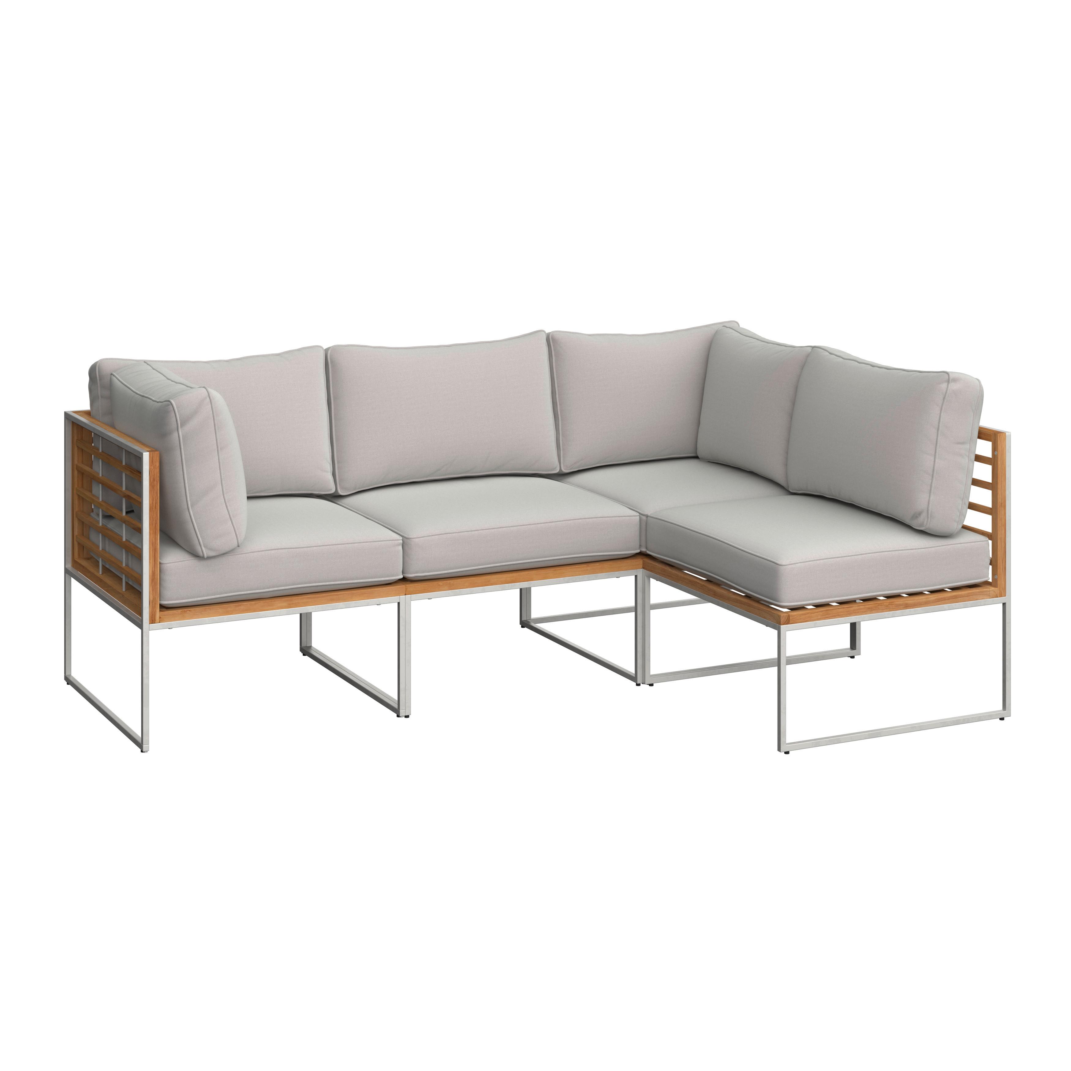 KOMPLET MEBLI TARASOWYCH TEAKLINE - beżowy/kolor stalowy, Modern, metal/tkanina - Ambia Garden