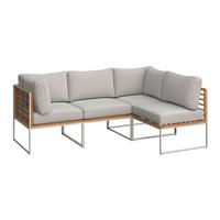 KOMPLET MEBLI TARASOWYCH TEAKLINE - beżowy/kolor stalowy, Modern, metal/tkanina - Ambia Garden