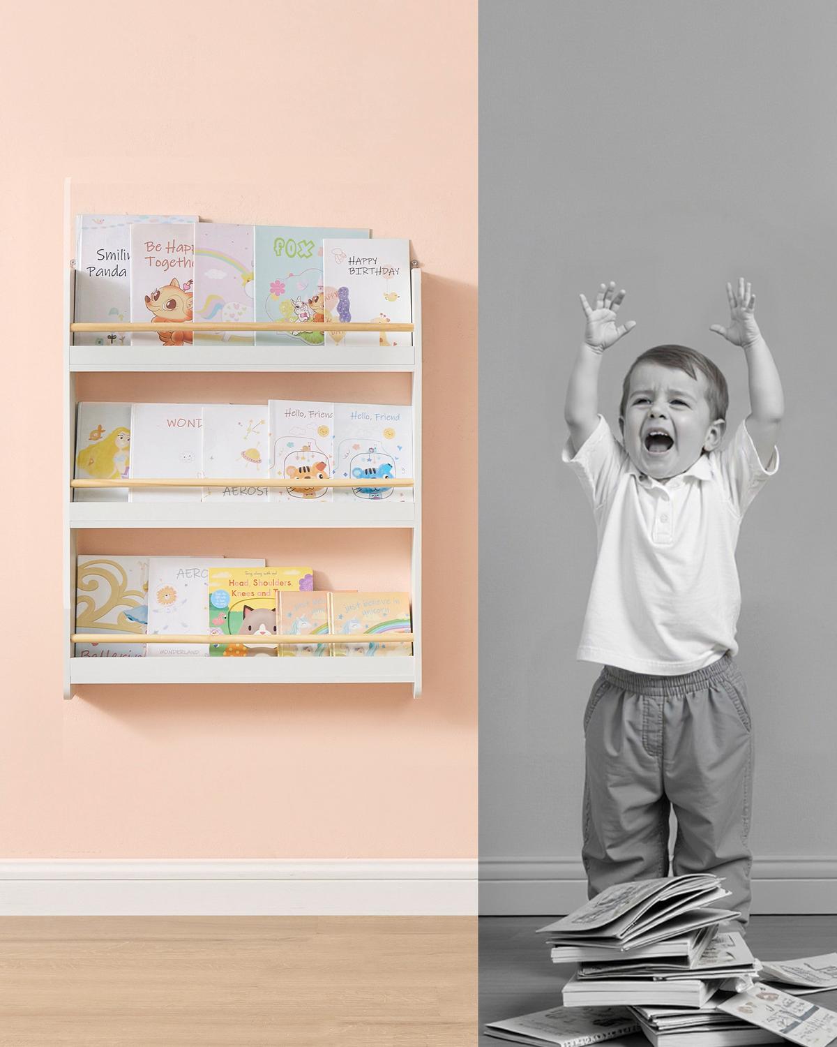 Kinderregal in Weiß, Naturfarben ca. 60x75x12 cm - Naturfarben/Weiß, MODERN, Holz/Holzwerkstoff (60/75/12cm) - MID.YOU