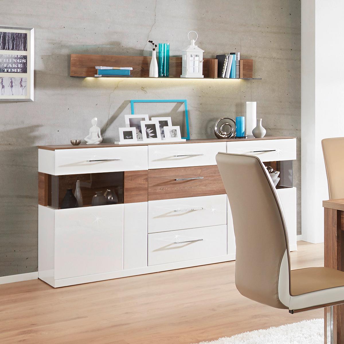 Sideboard in Weiss Hochglanz - Weiss, Modern, Holz (180/95/44cm) - Premium Living