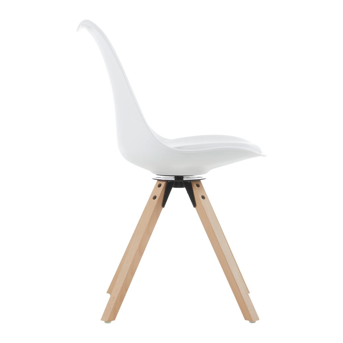 KRZESŁO RICKY 2 - kolor bukowy/biały, Modern, tworzywo sztuczne/drewno (56/85/49cm) - Bessagi Home