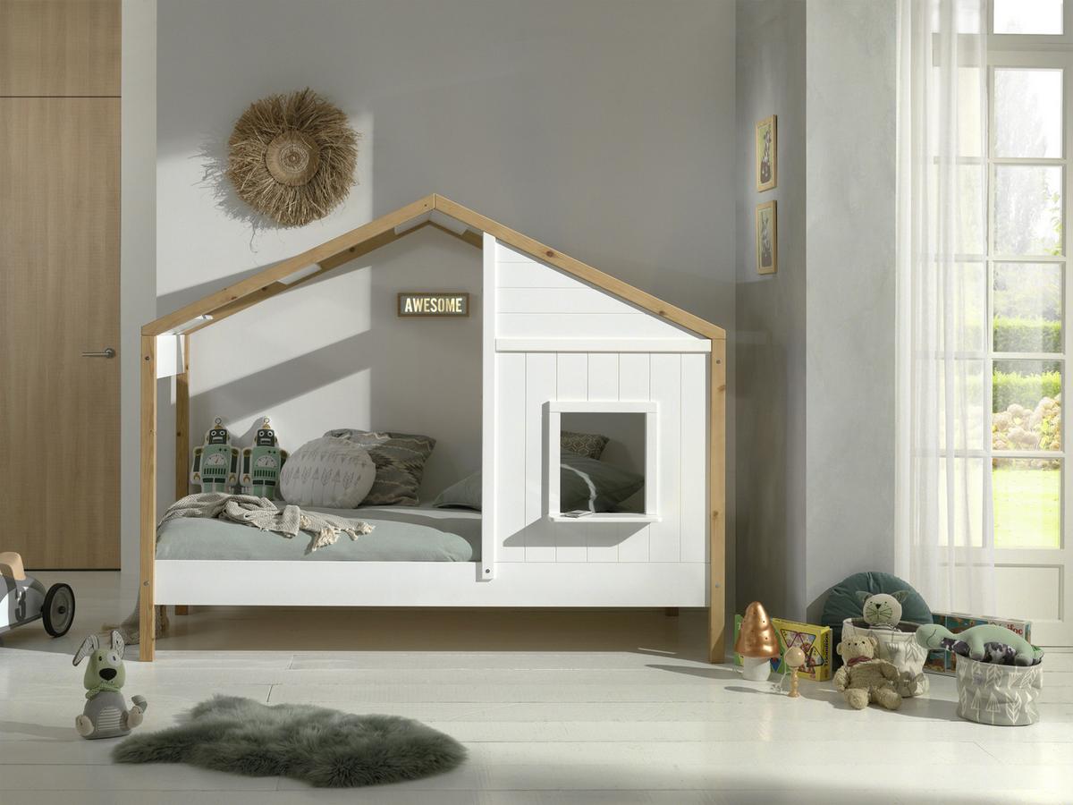 Hausbett Babs ca. 90x200 cmWeiß, Eichefarben - Eichefarben/Weiß, MODERN, Holz/Holzwerkstoff (90/200cm) - MID.YOU