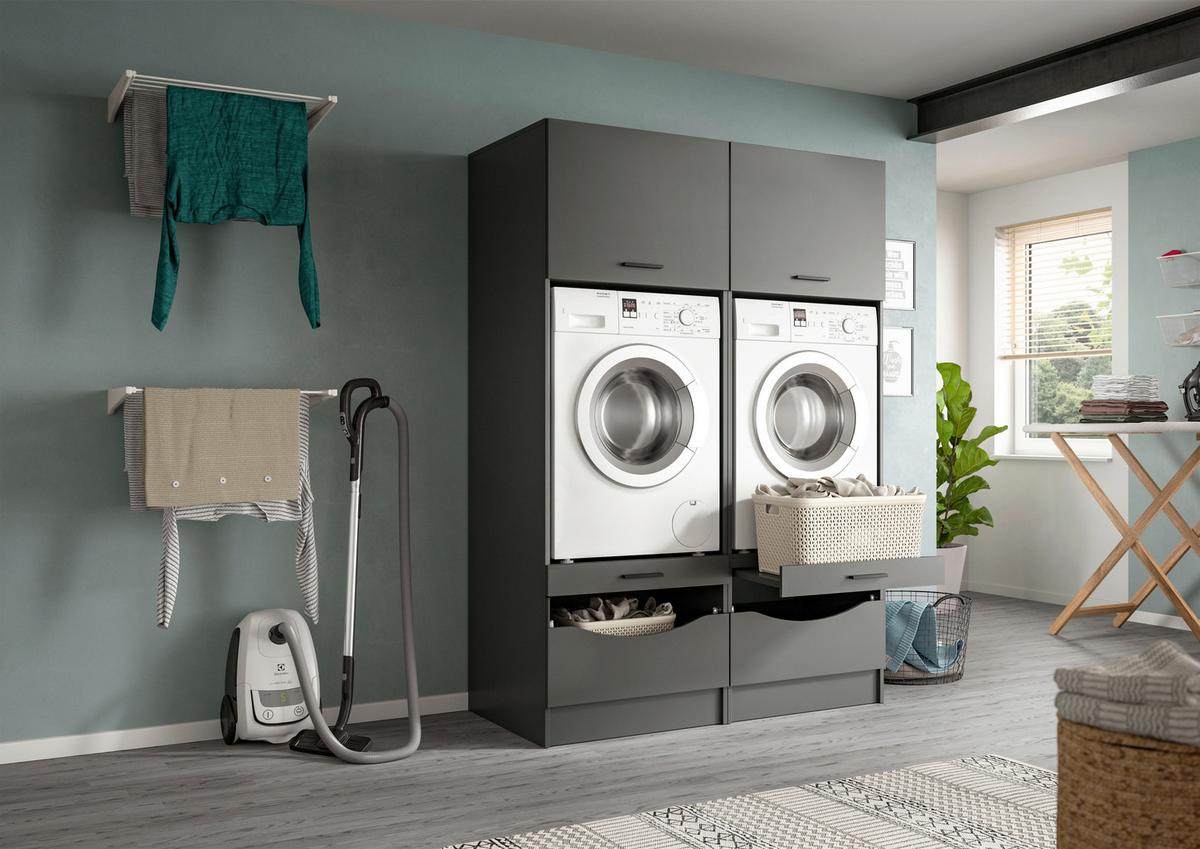 Omara Za Pralni In Sušilni Stroj Free, Antracit - antracit, Basics, leseni material (133/195/68cm) - MID.YOU