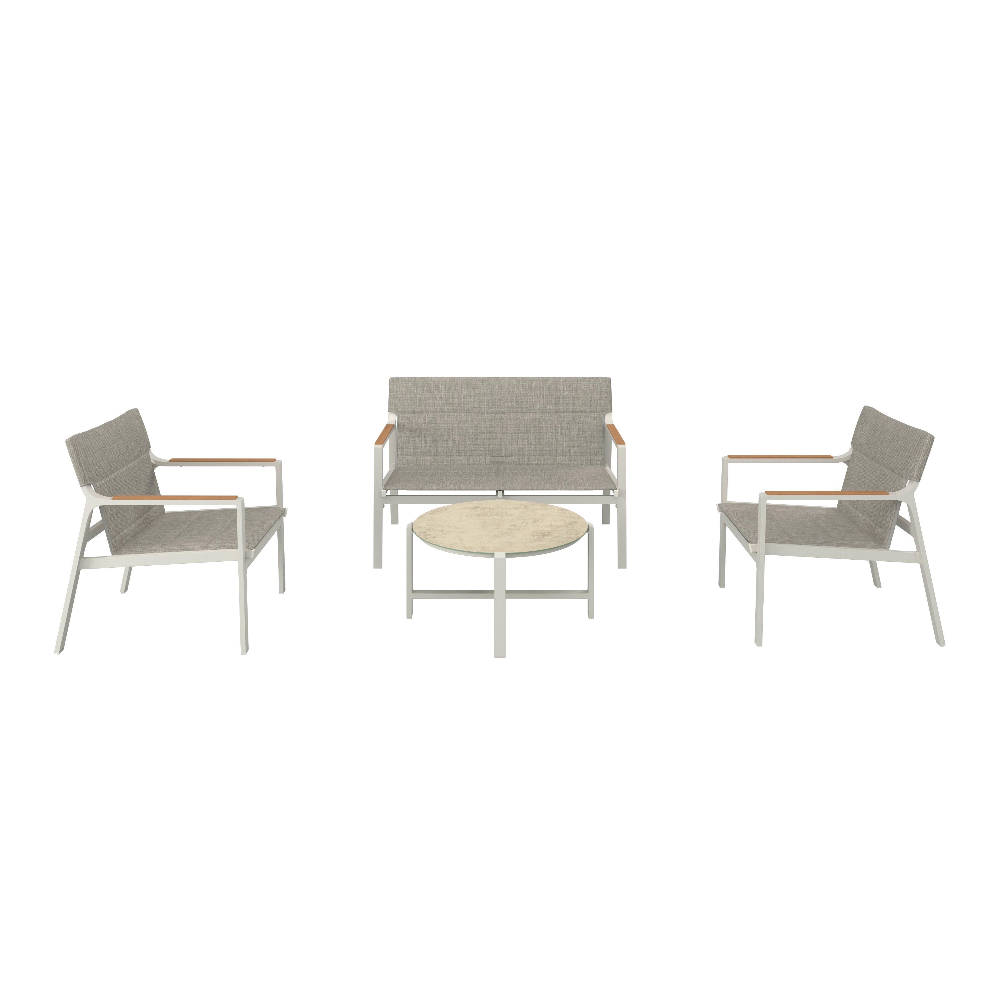 Set grădină Linz - gri deschis/nucă, Modern, sticlă/metal (121/77/68cm) - Mömax