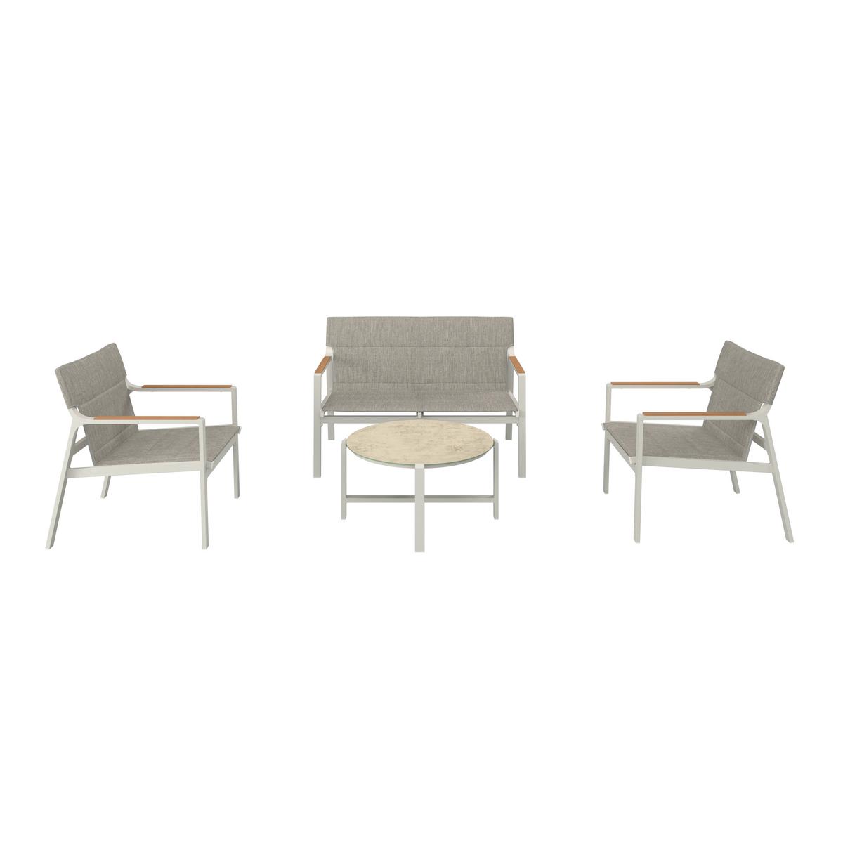 Vrtni Set Linz, Svetlo Siva, 4-Delno - barva oreha/svetlo siva, Moderno, kovina/steklo (121/77/68cm) - Mömax
