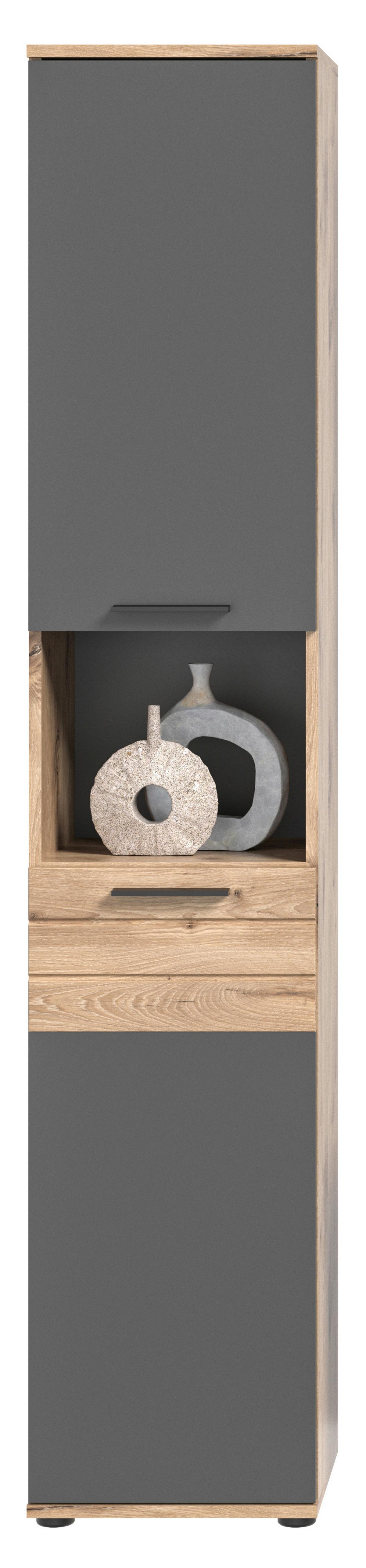 BAIE MASON - culoare lemn stejar/gri, Modern, sticlă/material pe bază de lemn (97cm) - MID.YOU