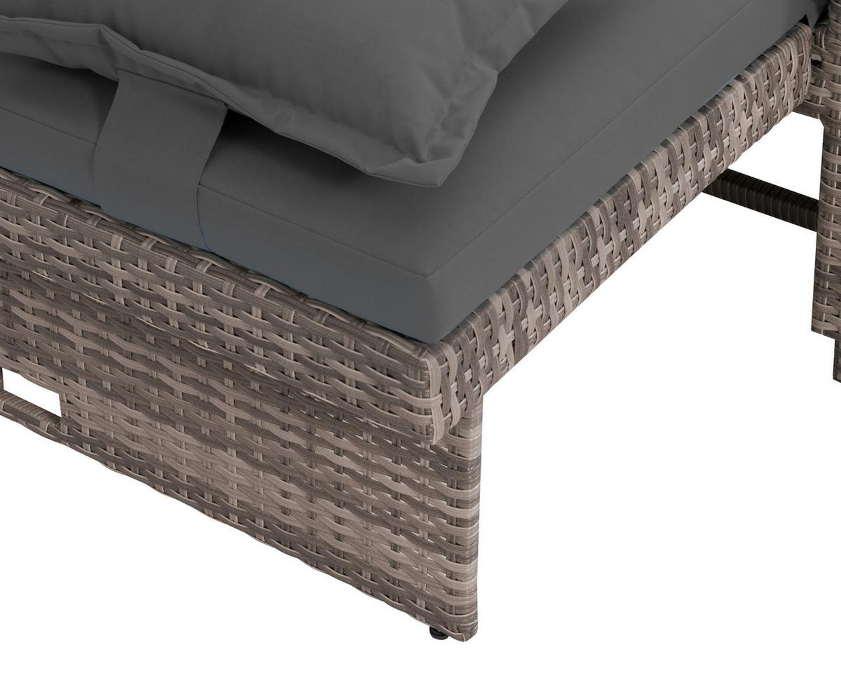 Loungegarnitur 2-teilig Bahia Tobago Holz/Metall mit Kissen - Grau, Basics, Holz/Textil (117/93/74cm) - Gardenson