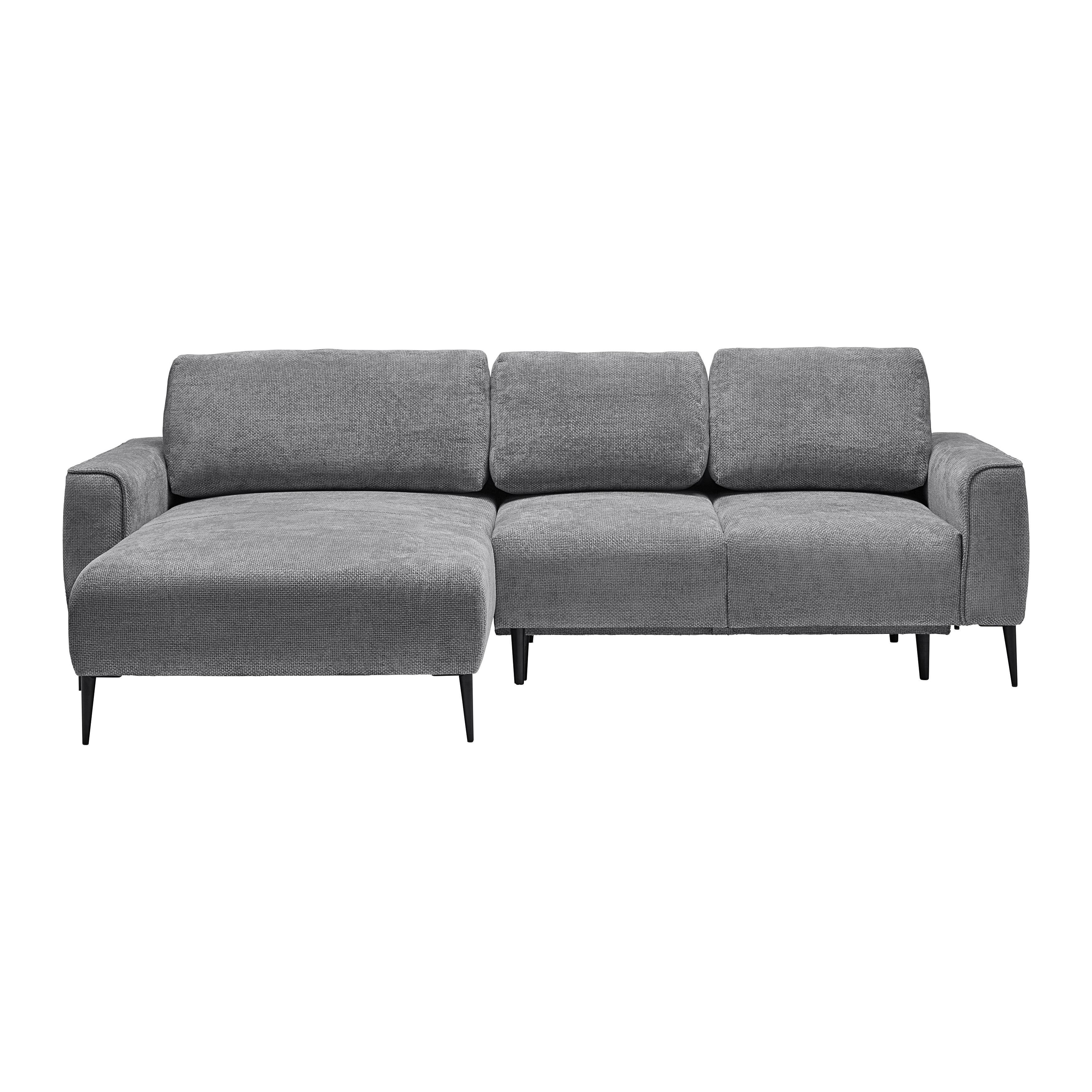 Ecksofa Custom Grau - Schwarz/Grau, MODERN, Textil/Metall (164/255cm) - Mömax