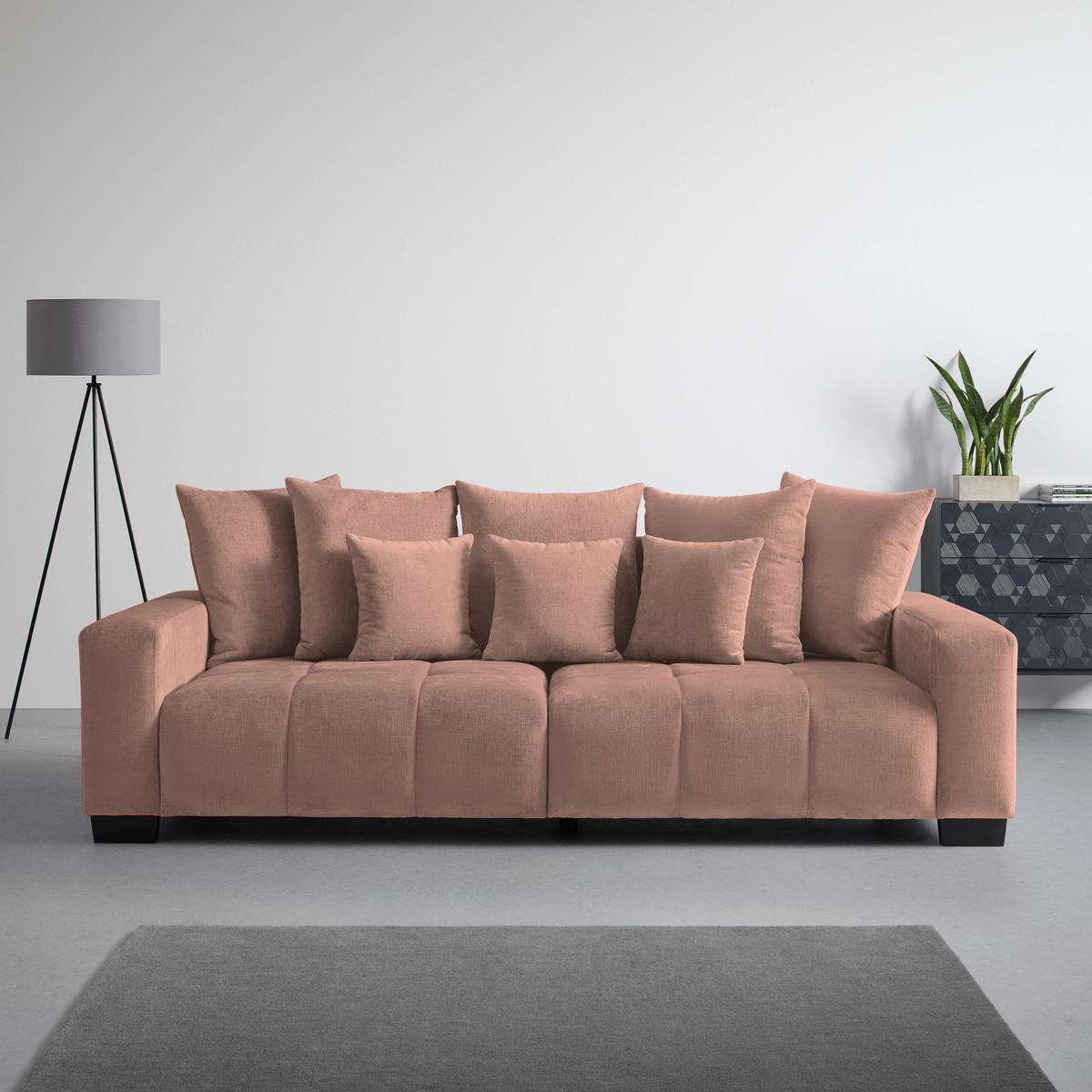 Bigsofa Matteo Rosa - Schwarz/Rosa, MODERN, Holz (246/93/124cm) - Based