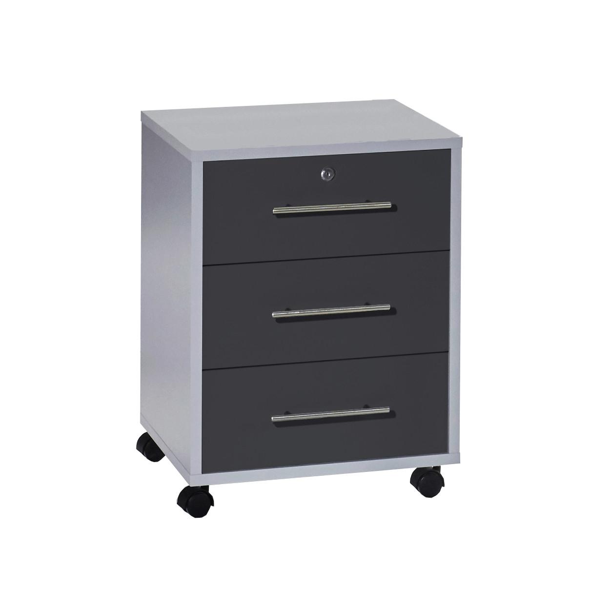 ROLLCONTAINER OFFICE EDITION - Anthrazit/Silberfarben, LIFESTYLE, Holzwerkstoff/Metall (44/58/40cm) - MID.YOU