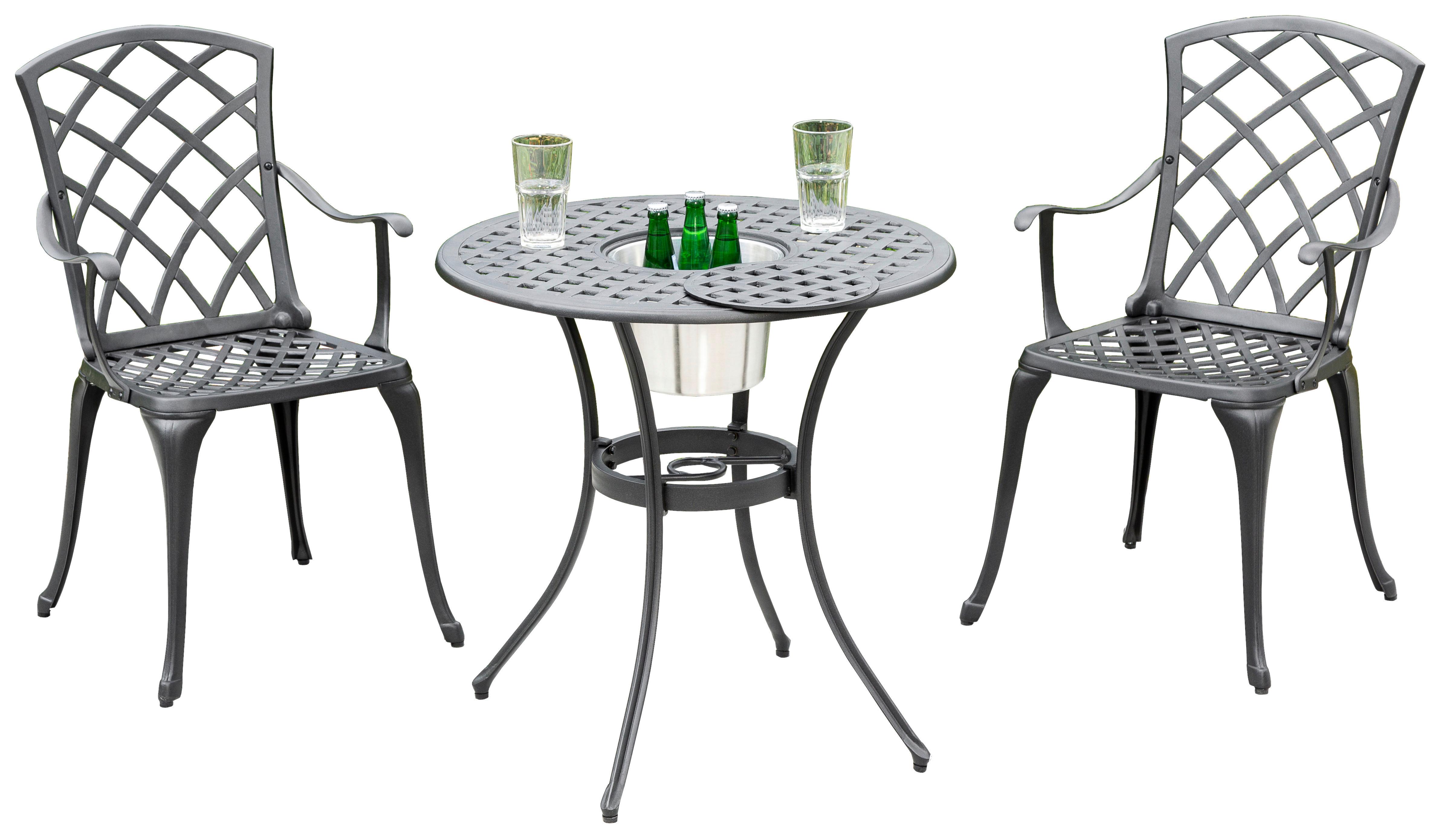 Gartenmöbel Set 3-tlg Rhodos aus Aluminium - Graphitfarben, KONVENTIONELL, Metall - Gardenson