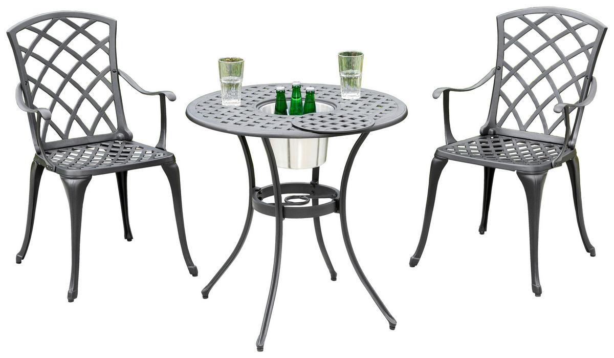 Set Za Balkon Rhodos, 3-Delno - barve grafita, Konvencionalno, kovina - Gardenson