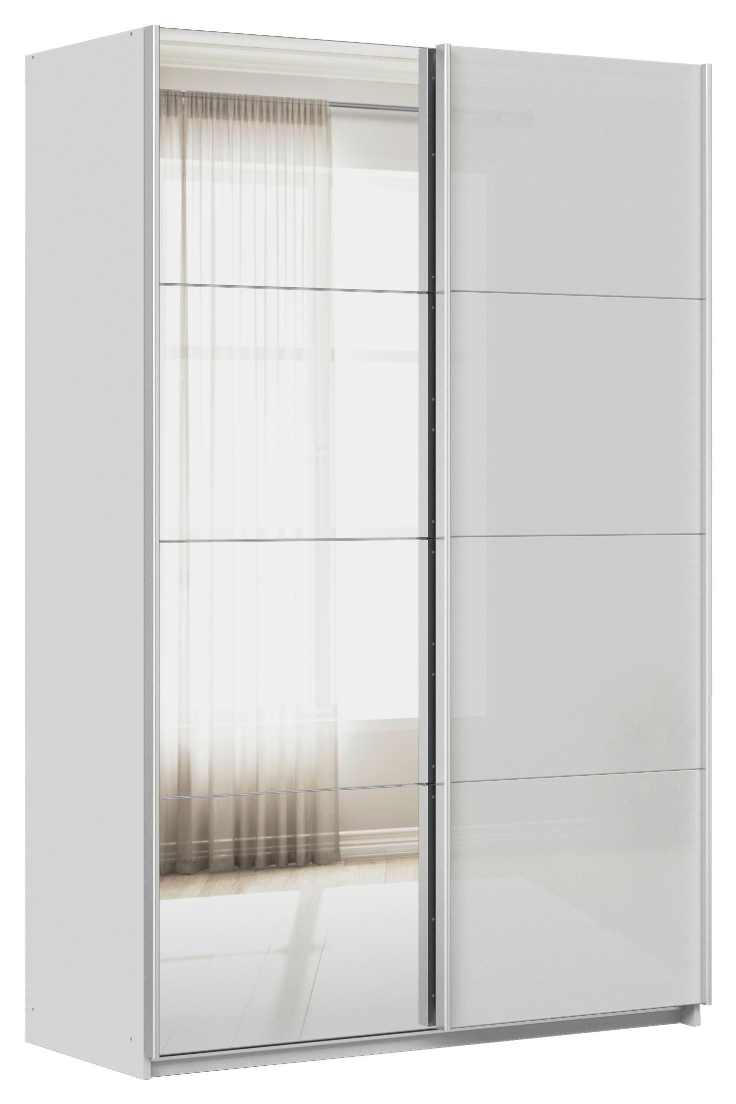 DULAP USI CULISANTE FELDKIRCH - argintiu/gri lucios intens, Modern, sticlă/material pe bază de lemn (136/210/62cm)
