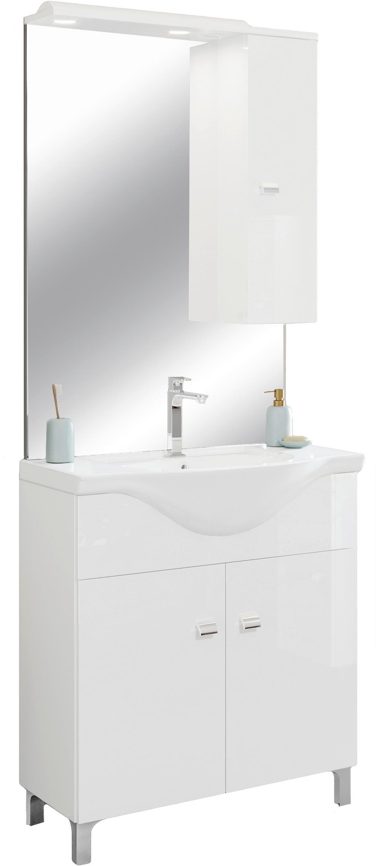 Fürdőszobablokk, Smart 75 - fehér, Modern, faalapú anyag/kerámia (76/192/51,5cm)