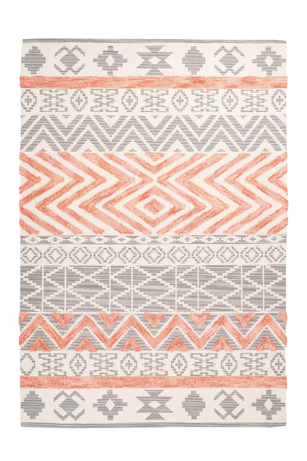FLACHWEBETEPPICH ETHNIE 100 GRAU/APRICO 200X290 - Koralle/Grau, Design, Textil (200/290cm) - Kayoom