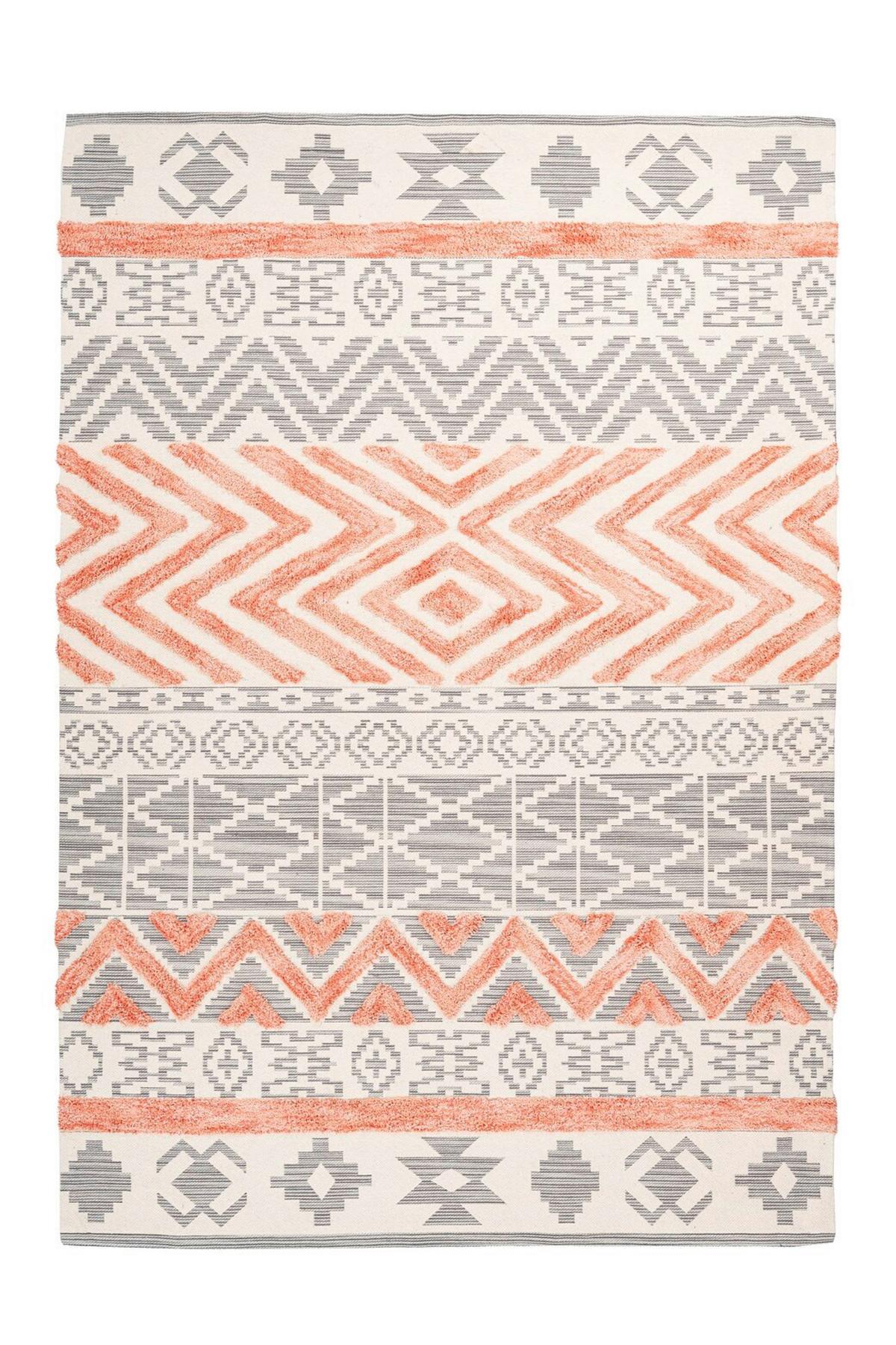 FLACHWEBETEPPICH ETHNIE 100 GRAU/APRICO 200X290 - Koralle/Grau, Design, Textil (200/290cm) - Kayoom