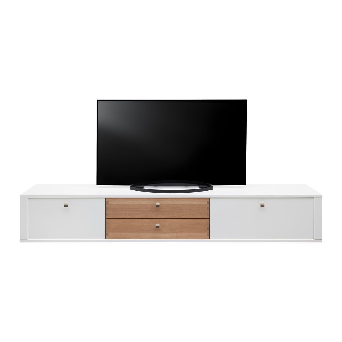 TV-Element Whitehouse 10Q8WR13 Weiß/Eichefarben - Edelstahlfarben/Eichefarben, MODERN, Holz/Holzwerkstoff (232/37/41cm) - Premium Living