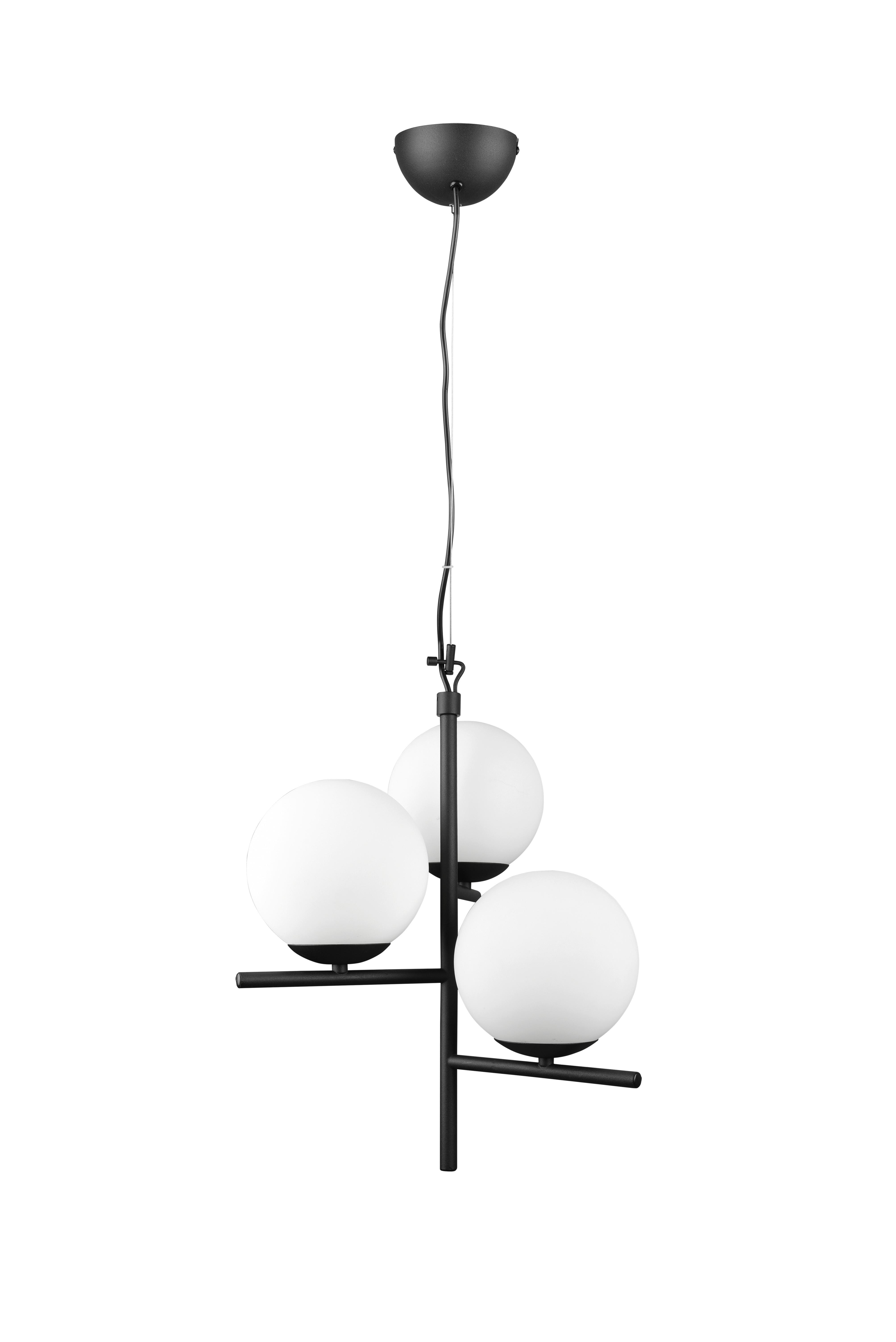 Pendelleuchte Pure Schwarz max. 28 Watt - Schwarz/Weiß, MODERN, Glas/Metall (40/150cm) - Trio Leuchten