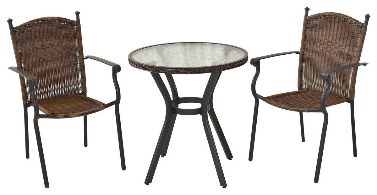 Vrtni Set Roma, 3-Delni - barve grafita/rjava, Moderno, kovina/umetna masa - Gardenson