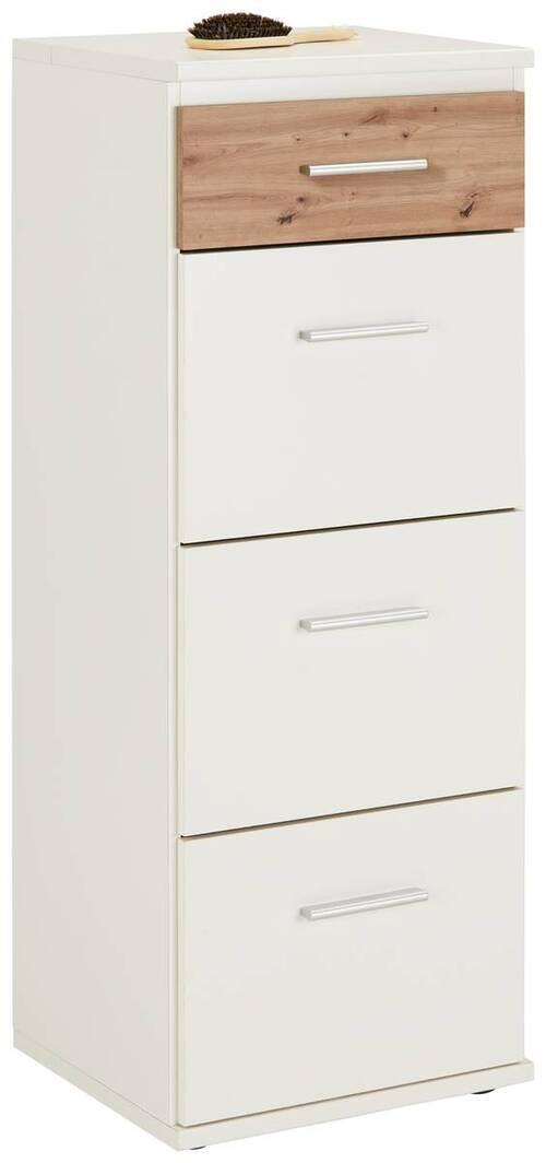 Kommode in Weiss/Eiche Artisan - Weiss/Alufarben, Konventionell, Holzwerkstoff/Kunststoff (46/121/40cm) - Mömax