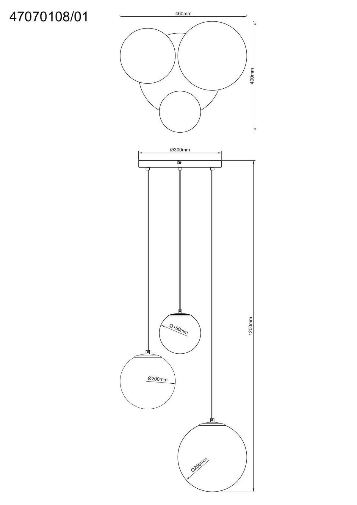 LAMPA WISZĄCA MARA - kolor bursztynowy/czarny, Trend, metal/szkło (46/40/120cm) - Novel