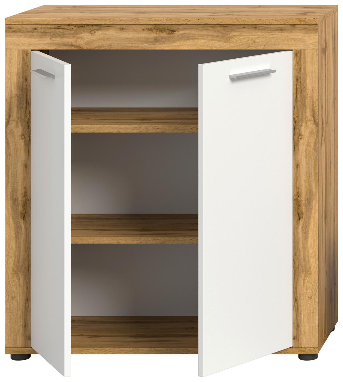 Komoda Jam - bijela/srebrne boje, Design, drvni materijal/plastika (80/88/35cm) - Modern Living