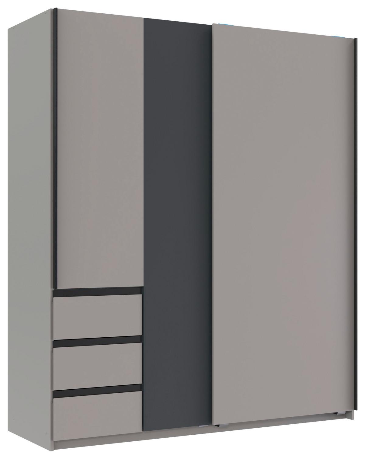 Schwebetürenschrank Adria Grau/Graphitfarben/Sahara - Graphitfarben/Schwarz, KONVENTIONELL, Holzwerkstoff/Metall (168/198/63cm) - Mömax