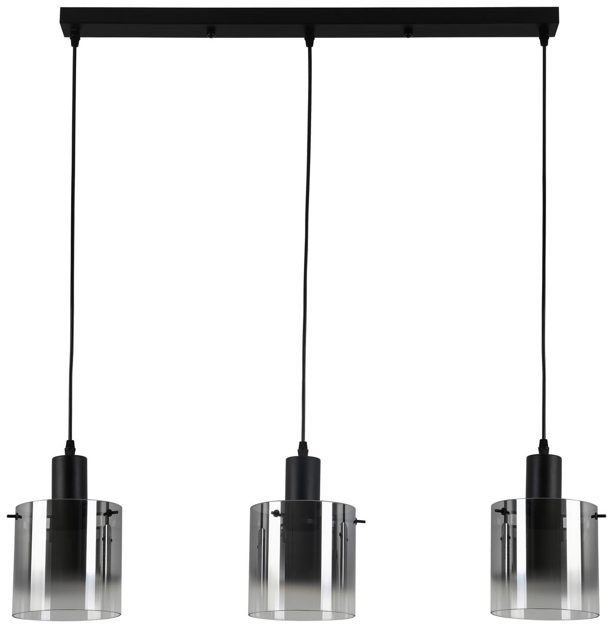 Hängeleuchte Christiano max. 40 Watt - Schwarz, MODERN, Glas/Metall (80/15/120cm) - Premium Living