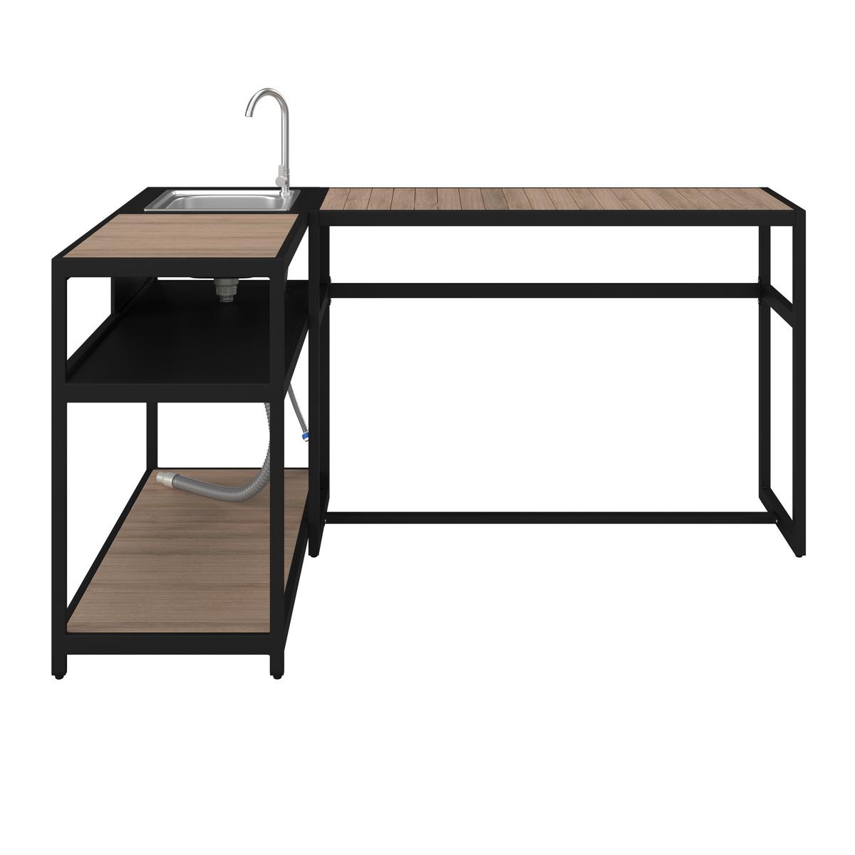 Mobilier bucătărie outdoor Delia - culoare natur/negru, Modern, plastic/metal - Bessagi Garden
