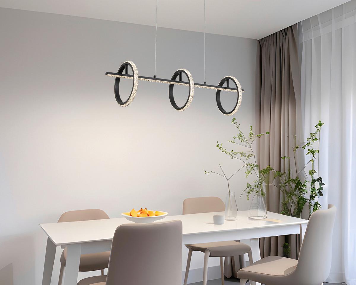 Lampă suspendată cu LED Ulo - negru, Modern, plastic/metal (80/20/120cm) - Modern Living