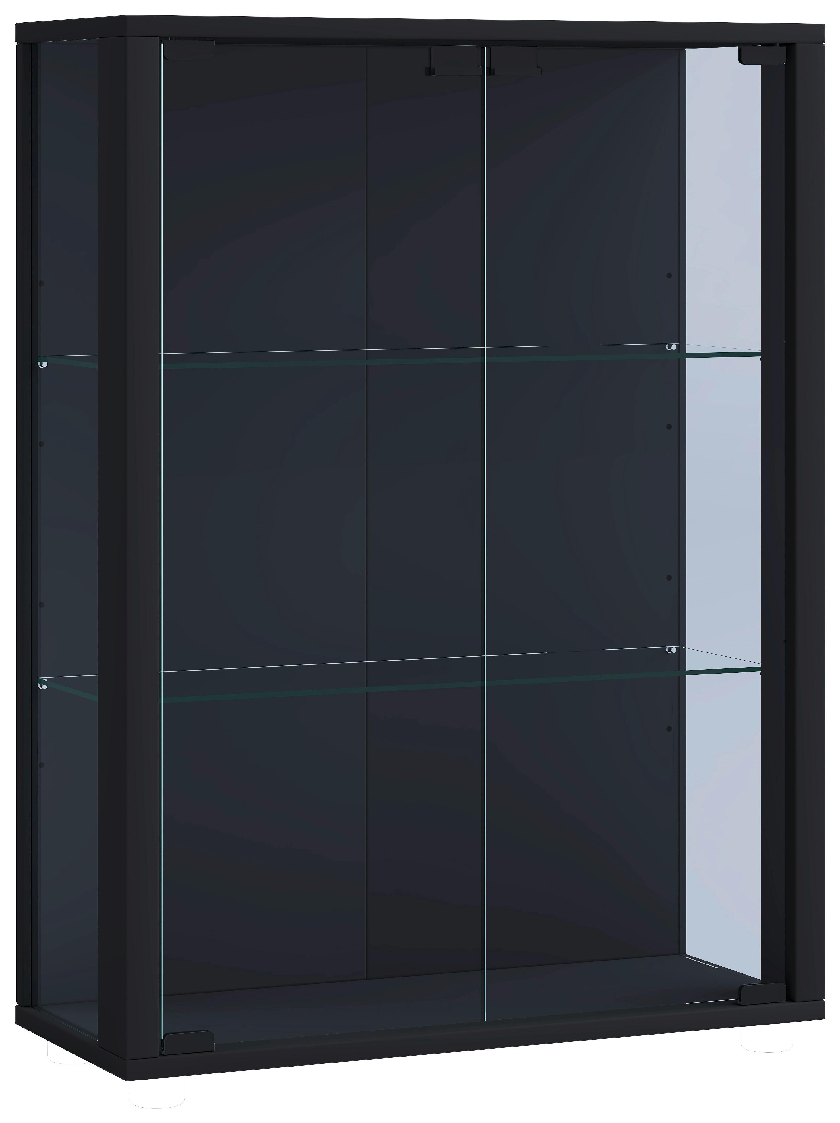 Viseča Vitrina Udina, Črna, Led - črna, Konvencionalno, umetna masa/steklo (60/80/25cm) - MID.YOU