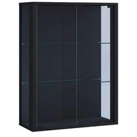 Viseča Vitrina Udina, Črna, Led - črna, Konvencionalno, umetna masa/steklo (60/80/25cm) - MID.YOU